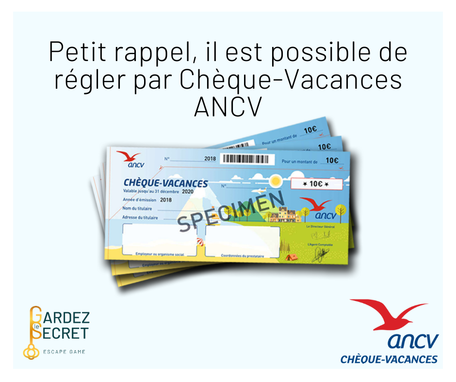 Paiement par ChèqueVacance ANCV Gardez le secret